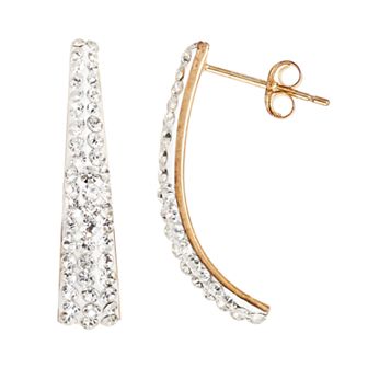 14k Gold-Bonded Sterling Silver Crystal J-Hoop Earrings