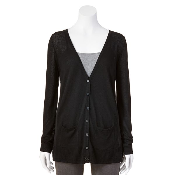 Women's LC Lauren Conrad Chiffon-Back Cardigan