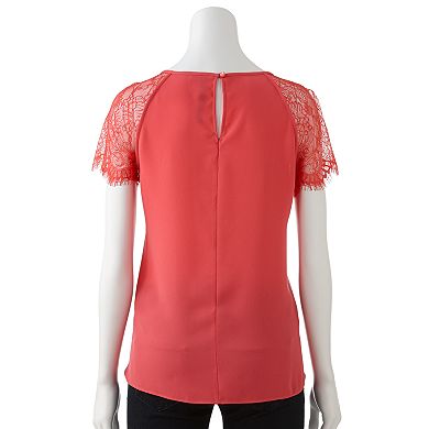 LC Lauren Conrad Lace Crepe Top - Women's
