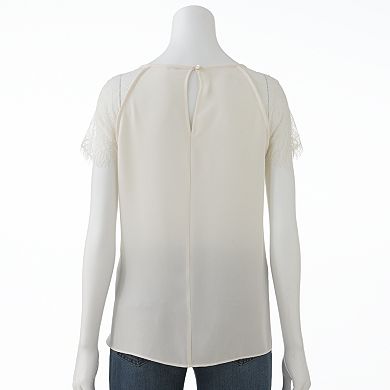 LC Lauren Conrad Lace Crepe Top - Women's