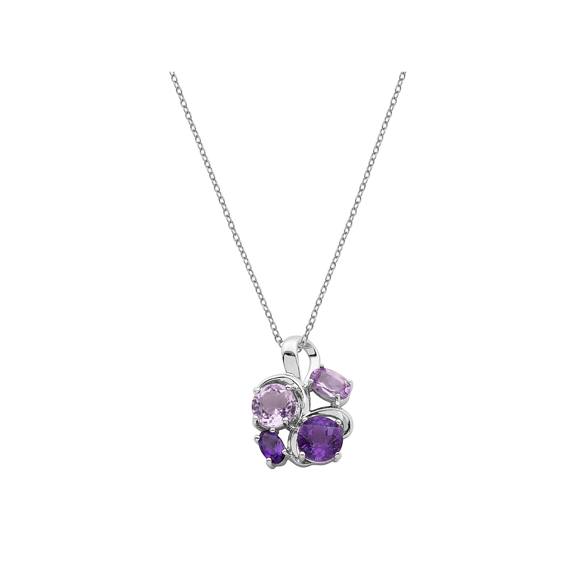 Sterling Silver African Amethyst & Brazilian Amethyst Cluster Pendant, Wom