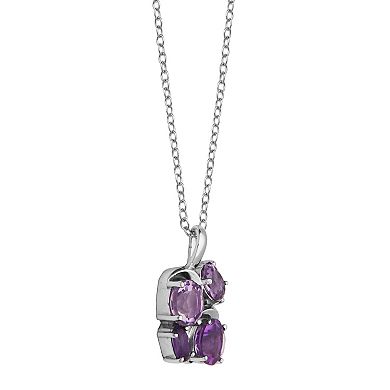 Sterling Silver African Amethyst and Brazilian Amethyst Cluster Pendant
