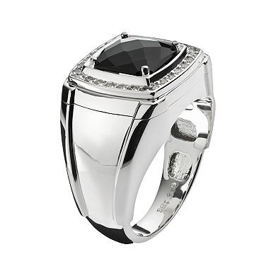Sterling Silver Onyx and 1/4-ct. T.W. Diamond Ring - Men