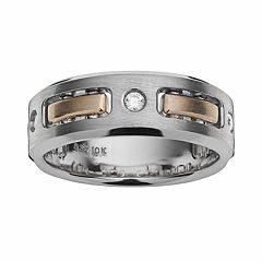 10k Gold Two Tone 1\/7-ct. T.W. Diamond Wedding Band Men by