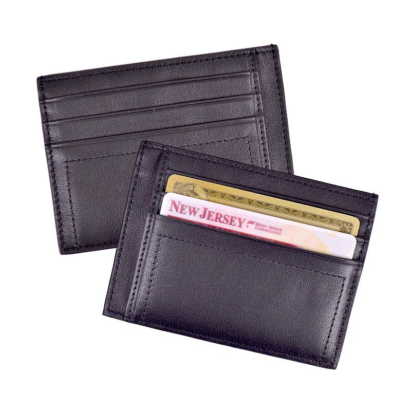 Royce Leather Nappa Prima Mens Card Case, Black