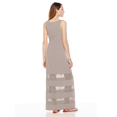 Apt. 9® Solid Lace Panel Maxi Dress - Women's