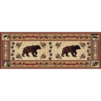KHL Rugs Nature Lodge Bear Rug Runner - 2'7" x 7'3"