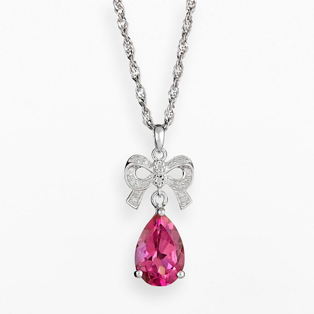 Pink topaz pendant deals necklace