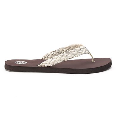 braided tan flip flops