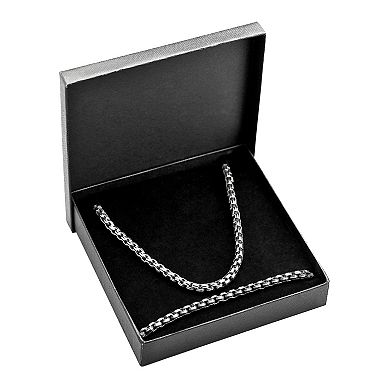 LYNX Stainless Steel Box Chain Necklace and Bracelet Set - Men