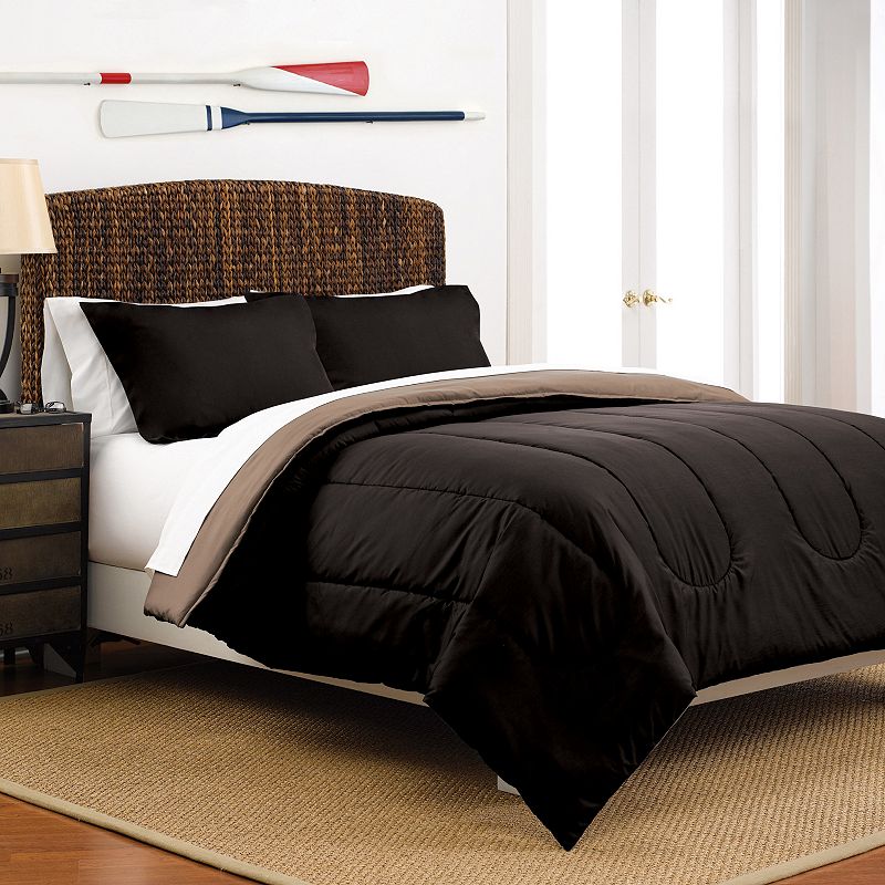 59955778 Martex Solid Reversible Comforter, Black, King sku 59955778