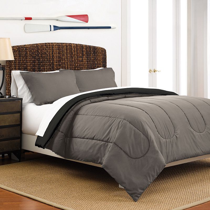 Martex Solid Reversible Comforter, Grey, Full/Queen