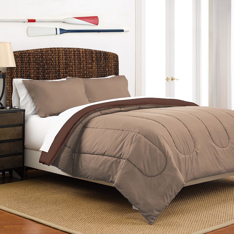 59955773 Martex Solid Reversible Comforter, Beig/Green, Ful sku 59955773
