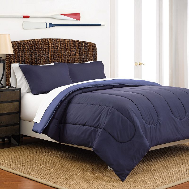 Martex Solid Reversible Comforter, Blue, Full/Queen