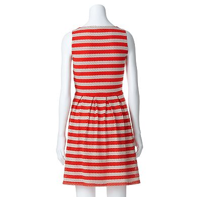ELLE™ Striped Eyelet Fit and Flare Dress