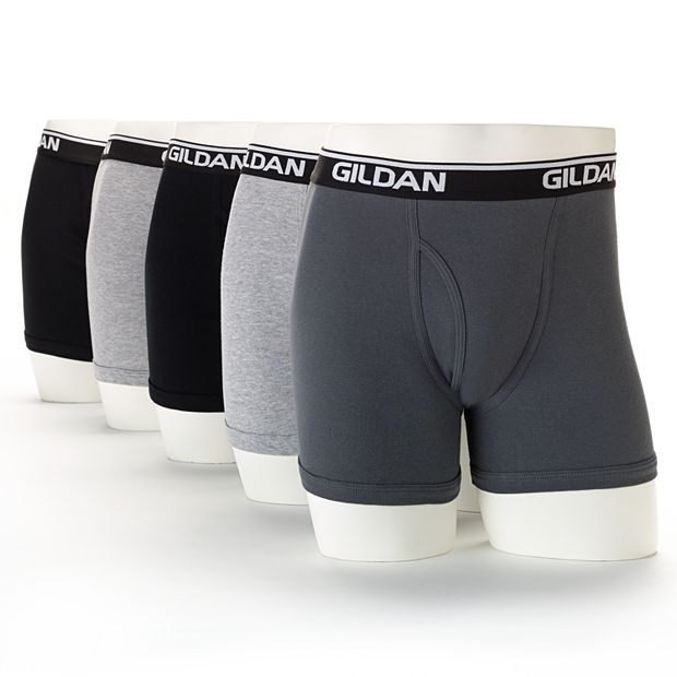 Gildan Platinum Men's Regular Leg Boxer Briefs(5-pack), Black, XL