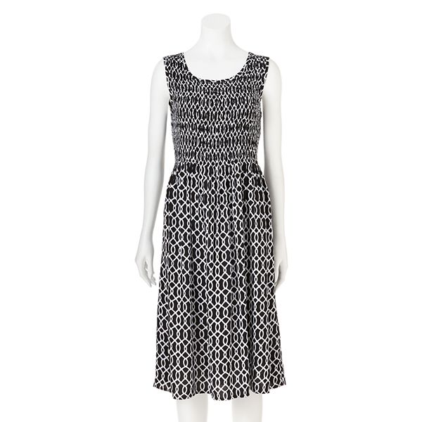 Croft & Barrow® Printed Smocked Mixed-Media Dress - Women's