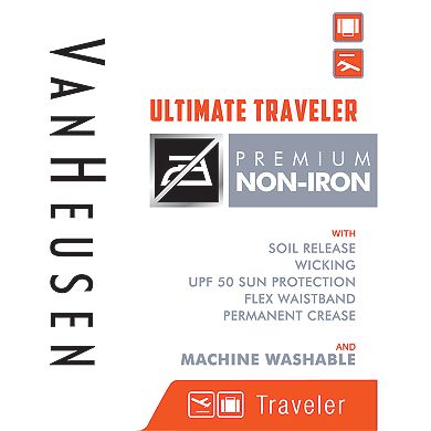 Van Heusen Ultimate Traveler Melange Straight Fit Flat Front Dress Pants