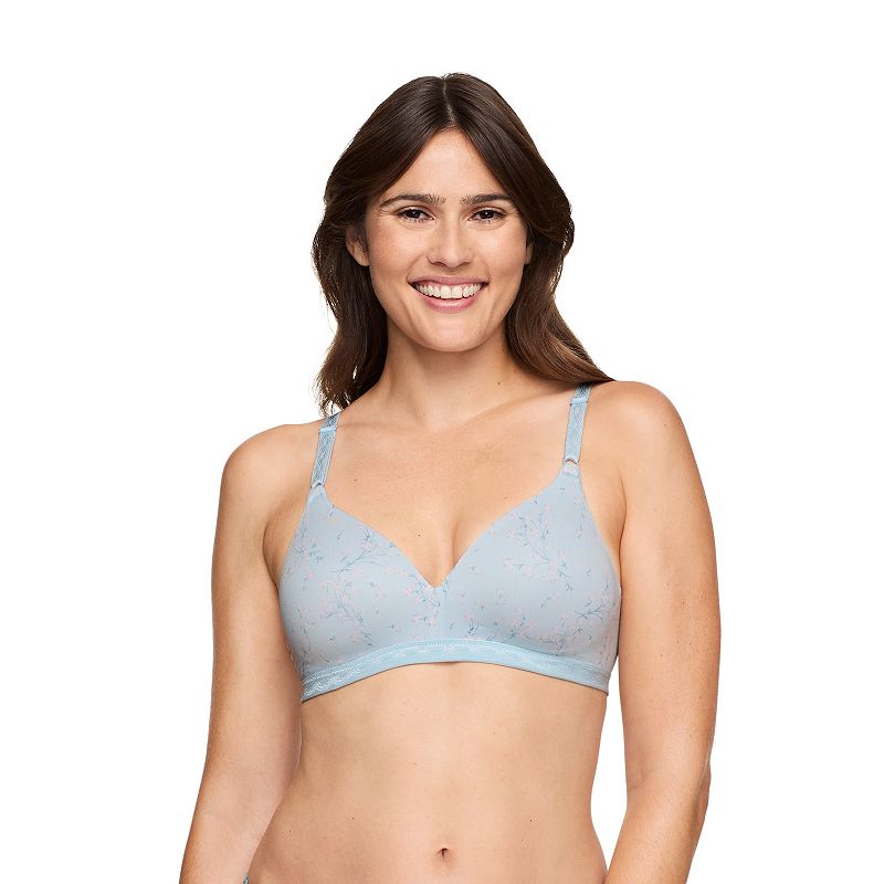 Warners Cloud 9® Super Soft Wireless Lightly Lined Comfort Bra 1269, Women's, Size: 34 A, Baby Blue Floral