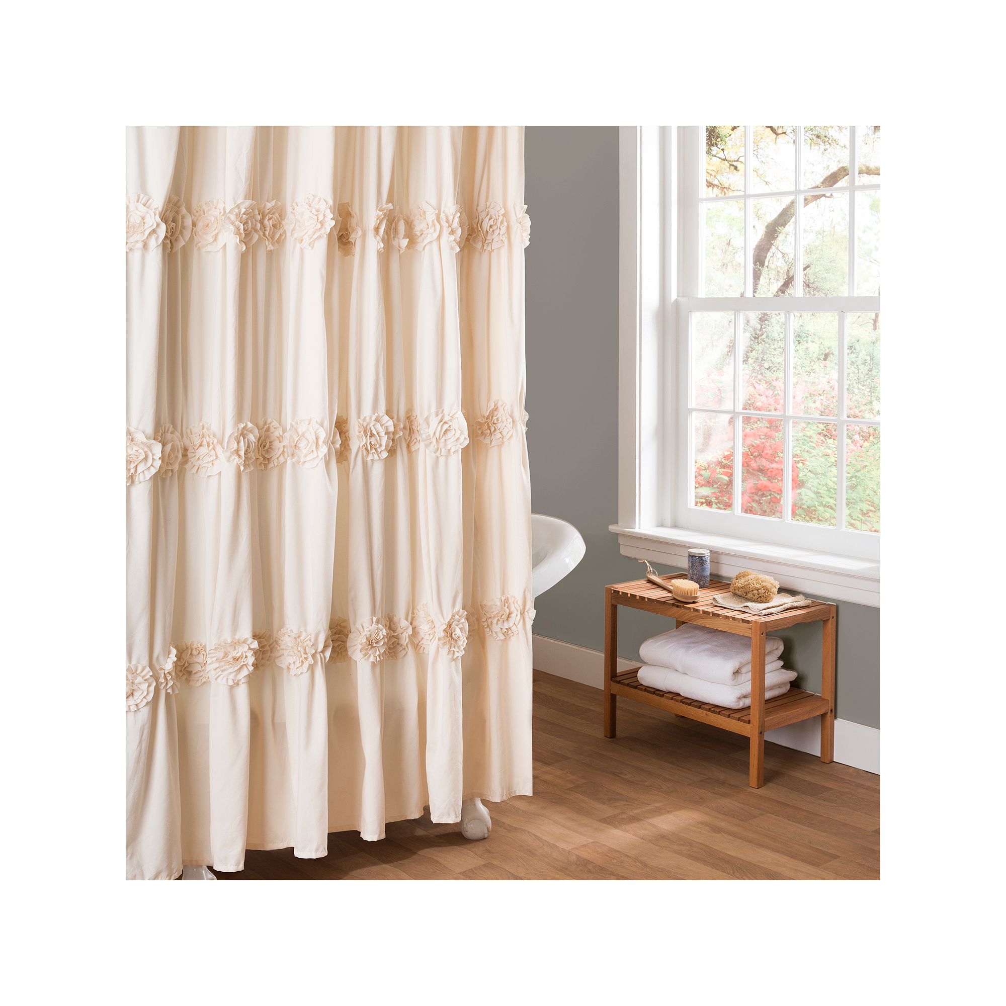 Lush Decor Darla Fabric Shower Curtain, Ivory