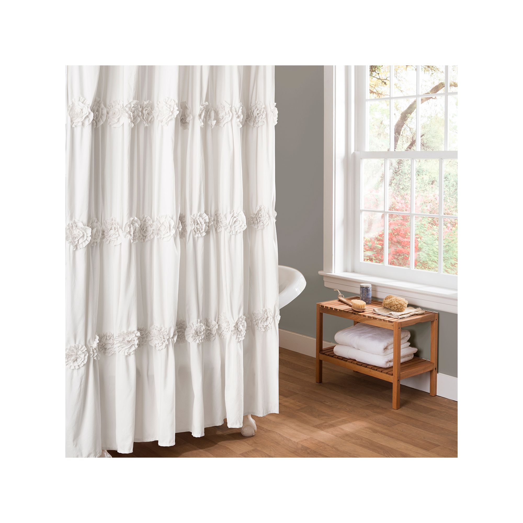 Lush Decor Darla Fabric Shower Curtain, White