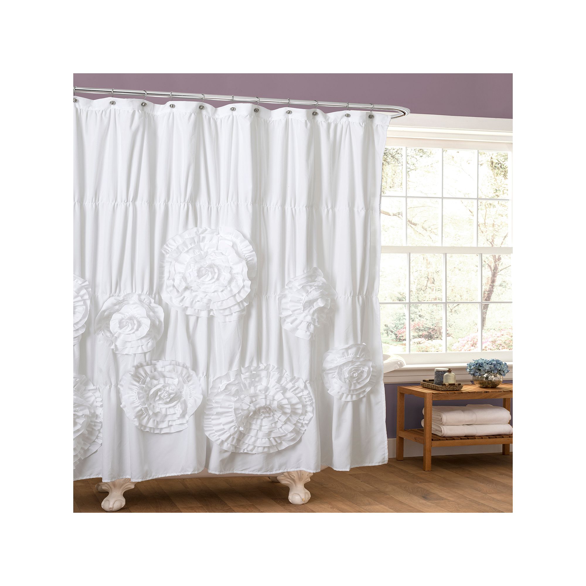 Lush Decor Serena Fabric Shower Curtain, White