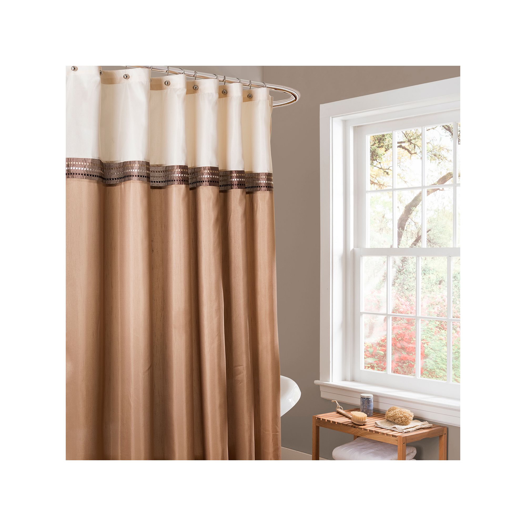 Lush Decor Terra Fabric Shower Curtain, Beige Ivory