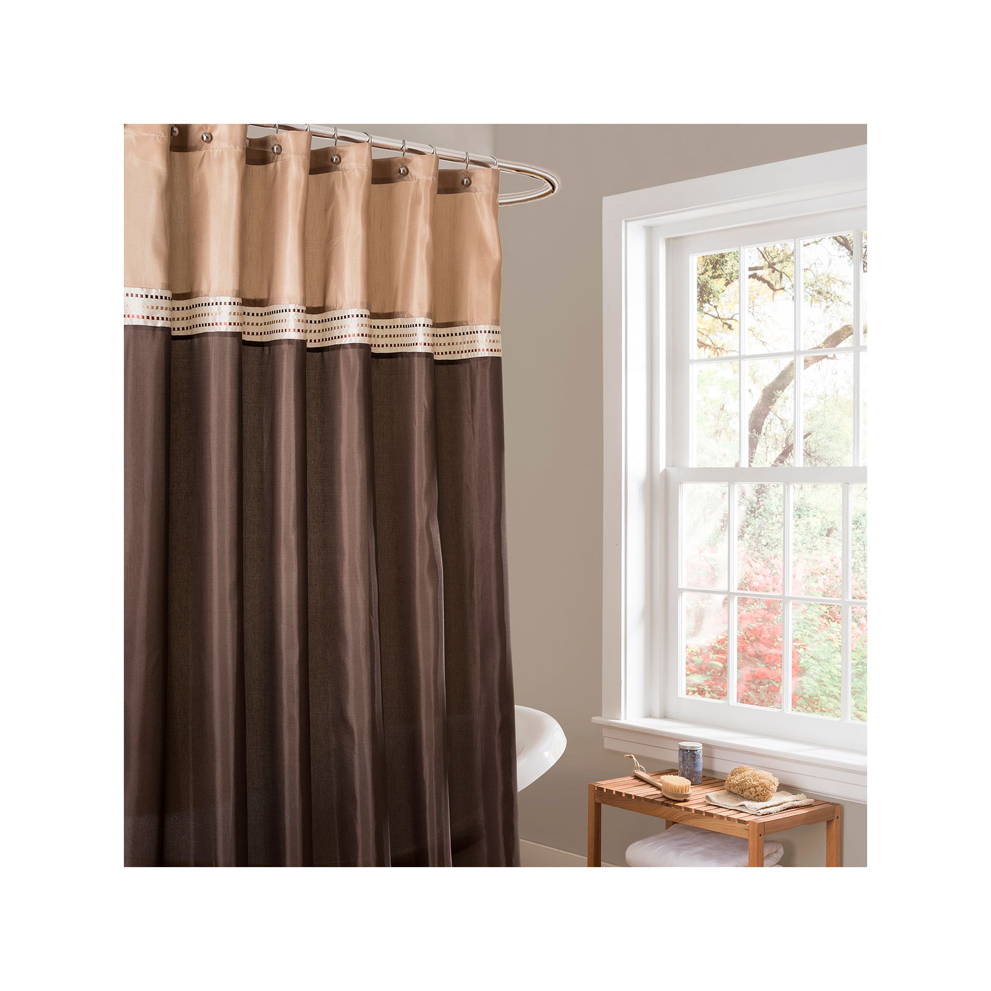 Lush Decor Terra Fabric Shower Curtain, Brown Beige