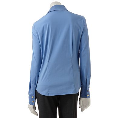 Dana Buchman Solid Shirred Shirt - Women's