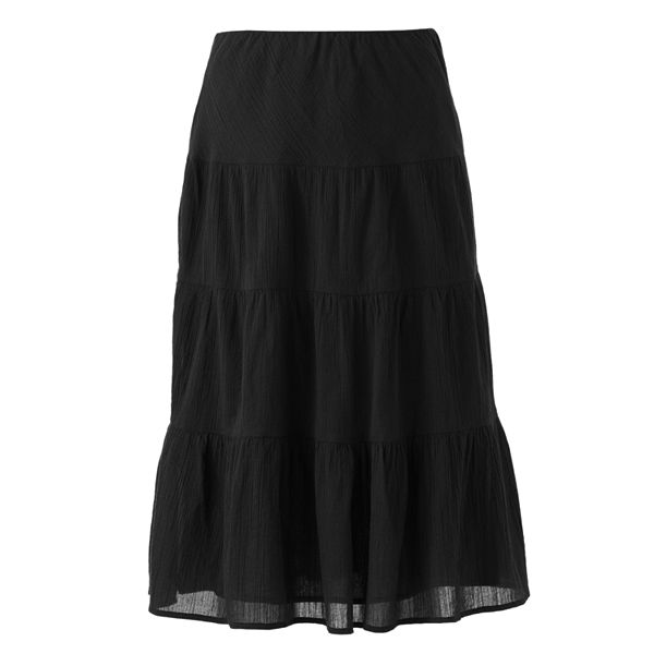 Croft & Barrow® Solid Tiered Voile Skirt - Women's