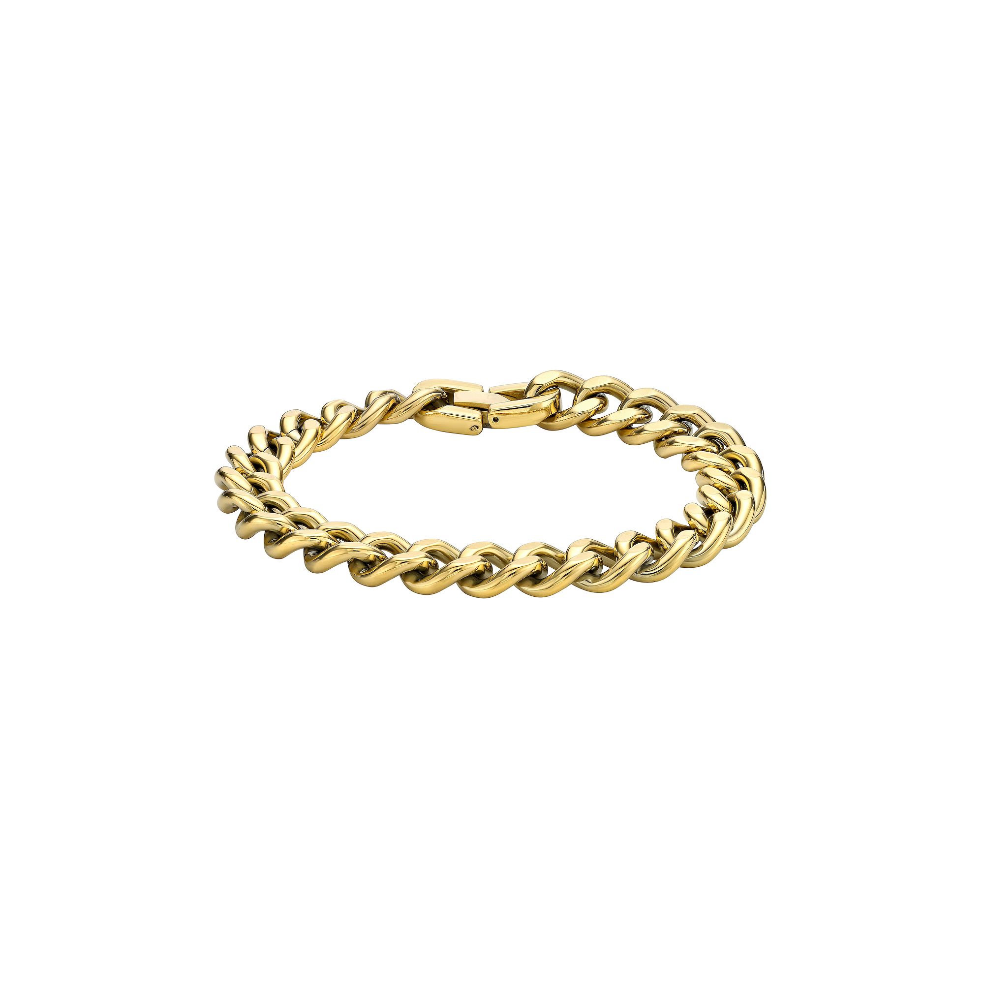 LYNX Ion Plated Stainless Steel Curb Chain Bracelet, Mens, Size: 9, Gol