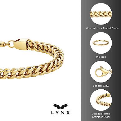 LYNX Yellow Ion-Plated Stainless Steel Foxtail Chain Bracelet