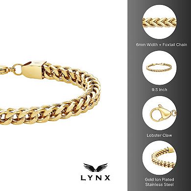 LYNX Yellow Ion-Plated Stainless Steel Foxtail Chain Bracelet 