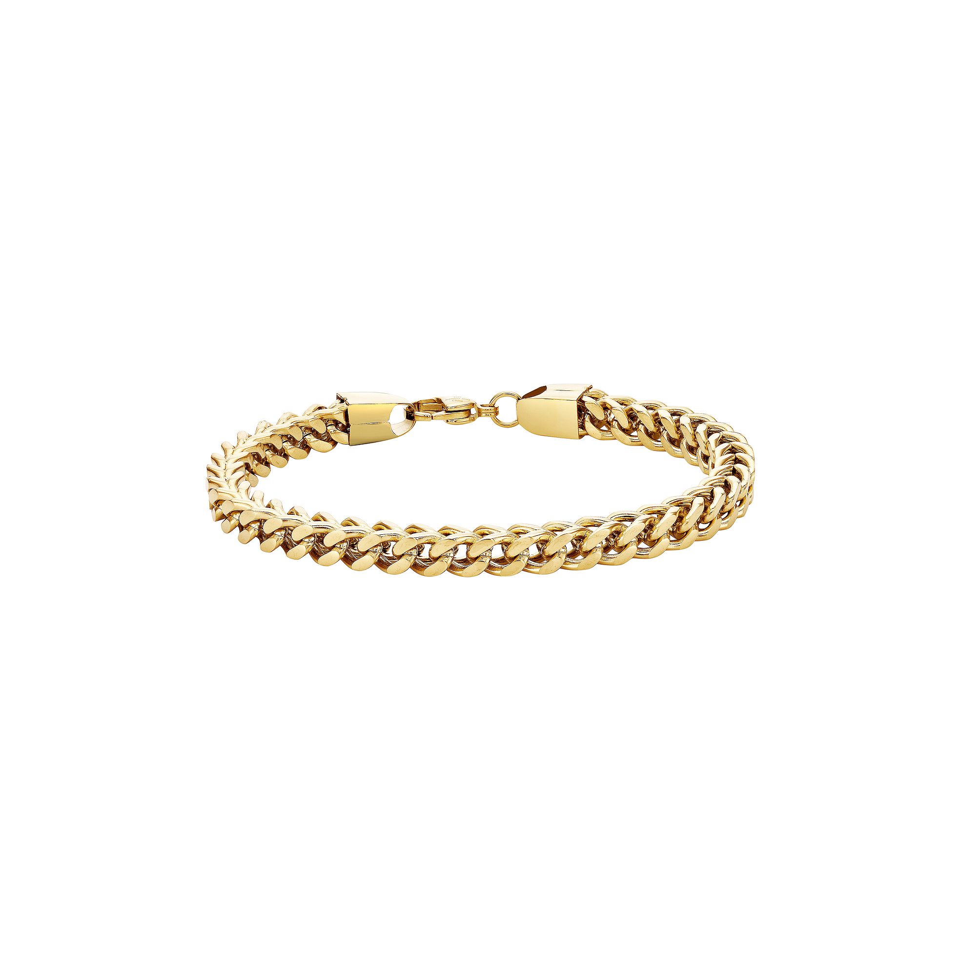 LYNX Ion-Plated Stainless Steel Foxtail Chain Bracelet, Mens, Size: 9, 