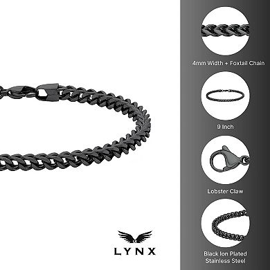 LYNX Ion-Plated Stainless Steel Foxtail Chain Bracelet - 9-in.