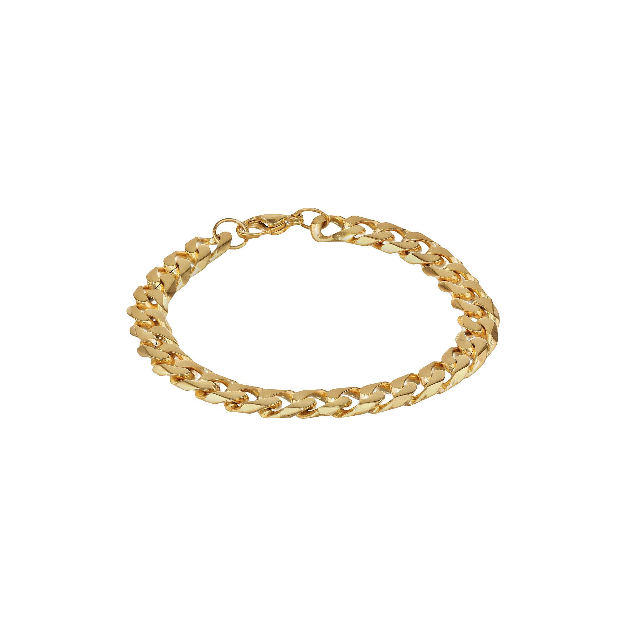 LYNX Yellow Ion-Plated Stainless Steel Curb Chain Bracelet - 9-in., Mens,