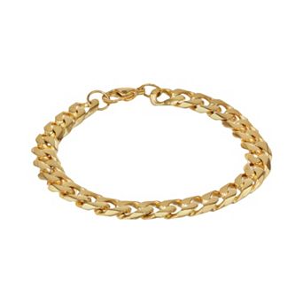 LYNX Yellow Ion-Plated Stainless Steel Curb Chain Bracelet - 9 in