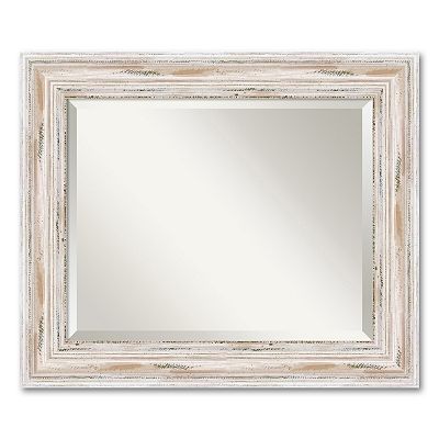 Alexandria Medium Whitewash Distressed Wood Wall Mirror