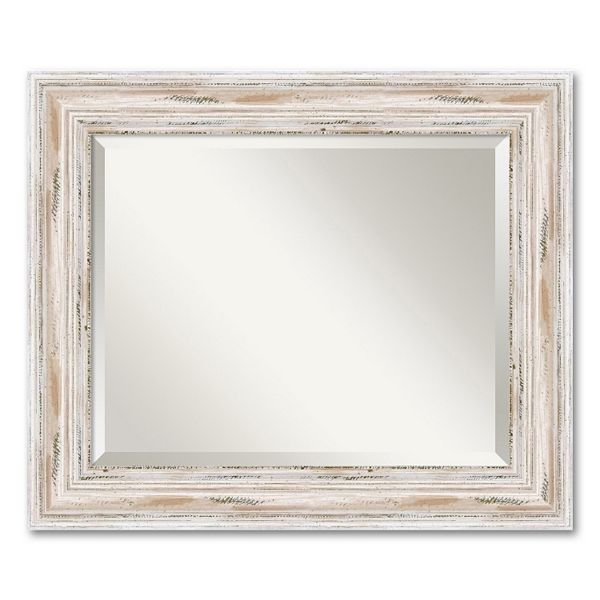 Alexandria Medium Whitewash Distressed Wood Wall Mirror