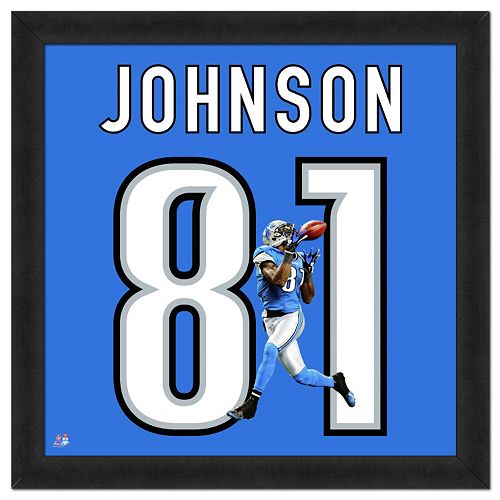 Detroit Lions Calvin Johnson Framed Jersey Photo