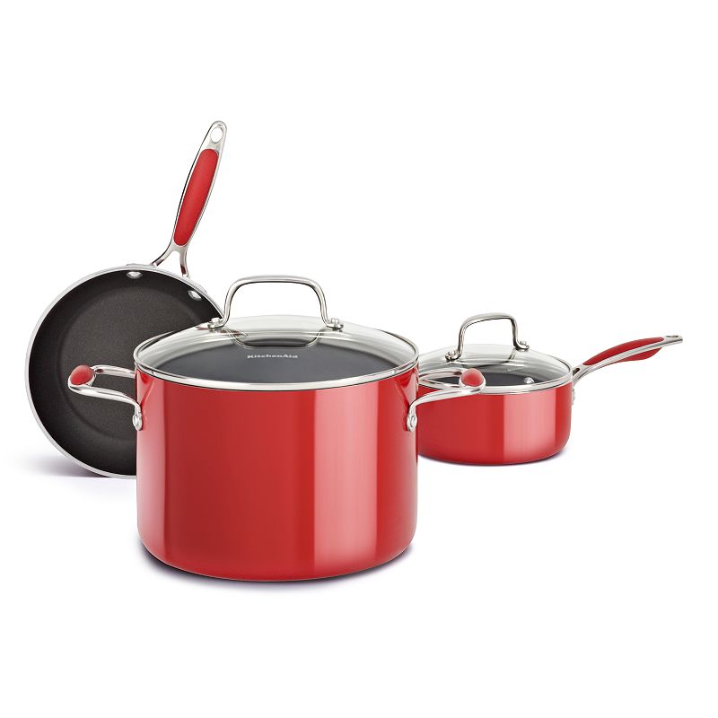 UPC 883049298160 product image for KitchenAid KCAS05 5 pc. Nonstick Aluminum Cookware Set, Red | upcitemdb.com