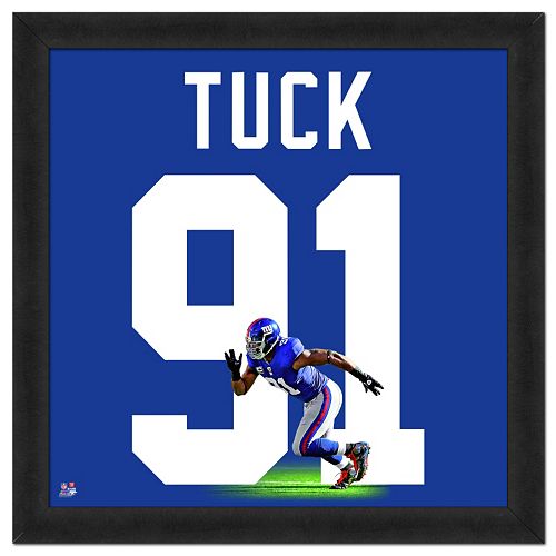 New York Giants Justin Tuck Framed Jersey Photo