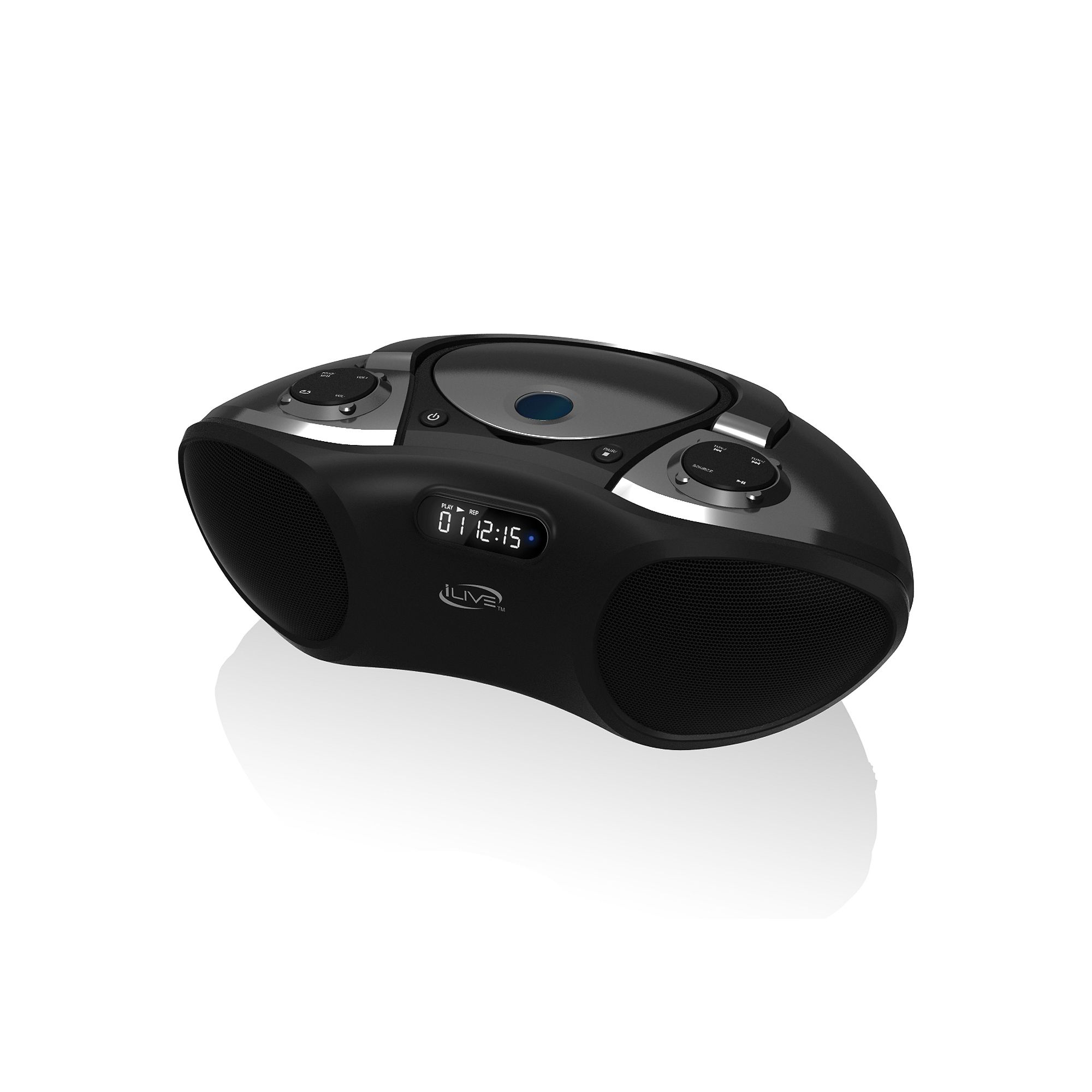 iLive Portable Wireless Bluetooth CD Boombox, Black