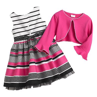 Youngland Striped Dress and Shrug Set - Toddler