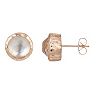 18k Rose Gold Over Silver Mother-of-Pearl Doublet Hammered Stud Earrings