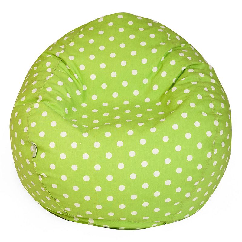 Majestic Home Goods Polka-Dot Small Beanbag Chair, Green