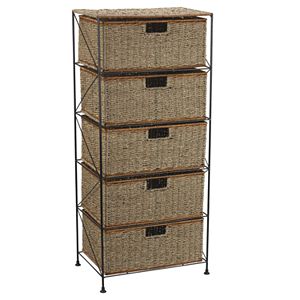 Household Essentials Seagrass & Rattan 5-Drawer Chest