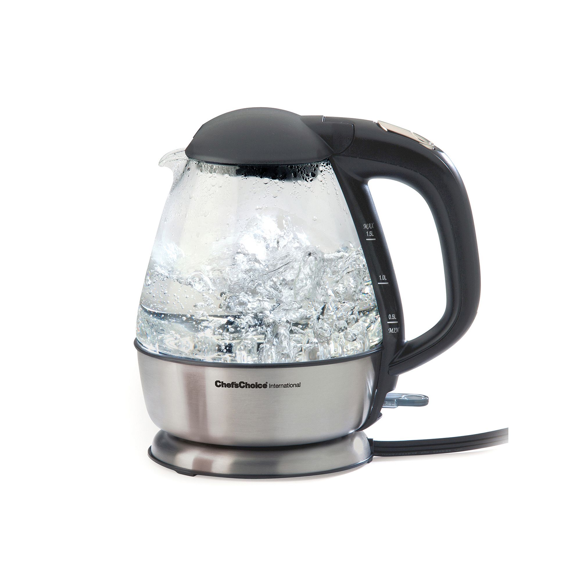 Chefs Choice M680 International Cordless Electric Glass Kettle, Silver