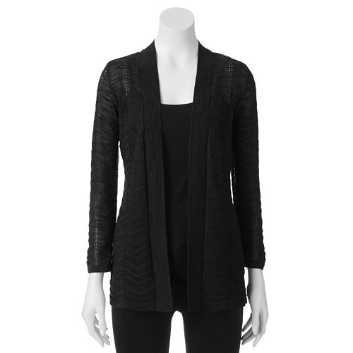 Women's Croft & Barrow® Chevron Open-Front Cardigan