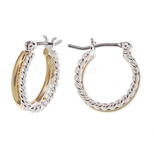 Napier® Two Tone Double Hoop Earrings